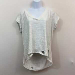 We the Free People Distressed White Shirt Medium Boho Festival Grunge Boho